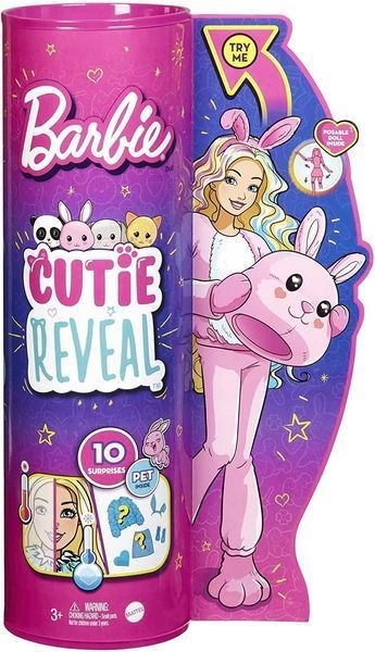 Кукла Barbie Cutie Reveal Милый кролик 30см, меняет цвет, 10 сюрпризов HHG19 фото