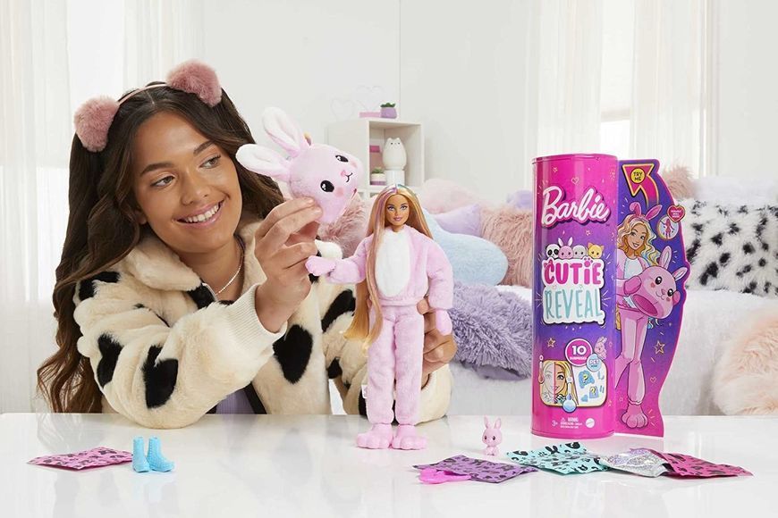 Кукла Barbie Cutie Reveal Милый кролик 30см, меняет цвет, 10 сюрпризов HHG19 фото