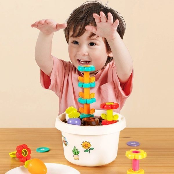Розвиваючий сортер Монтессорі Hola Toys Горщик з квітами 26 предметів HE795800 фото