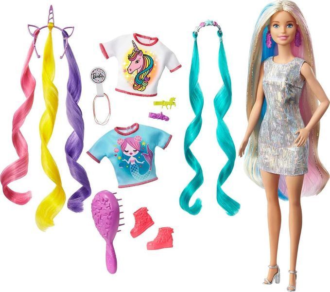 Кукла Barbie Fantasy Hair  Барби Фантазийные образы Русалки и Единорога GHN04 фото