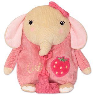 Рюкзак дитячий плюшевий Metoo Kawaii Elephant Слон 30см, з повідцем, Рожевий 12 фото