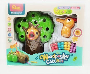 Магнитная игра сортер Metoo Woodpecker Worms Catches Накорми птенца. с дятлом и червячками 8шт. m9l фото